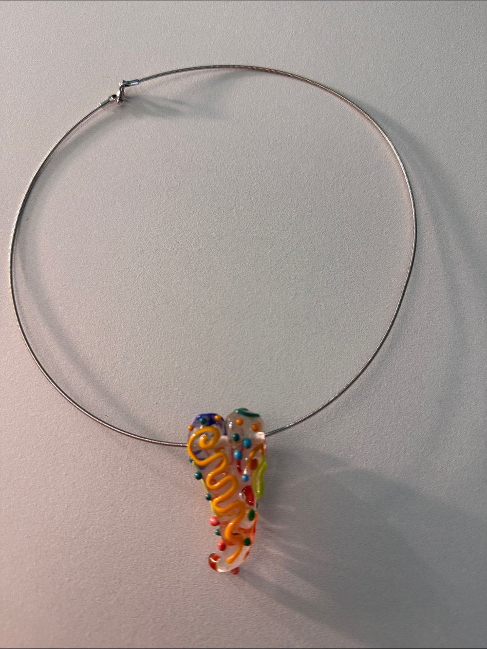 Source Unknown Multicolor Glass Swirl Pendant Necklace